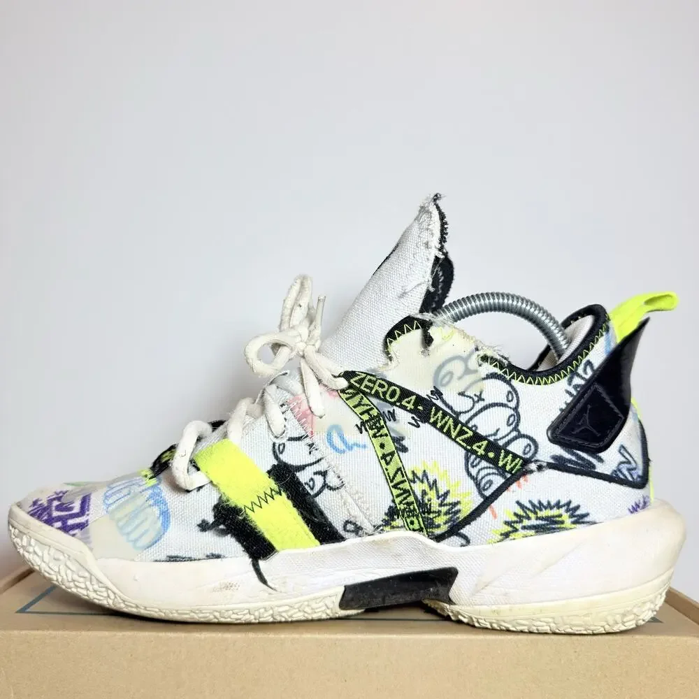 Nike Air Jordan Why Not Zer0.4 Graffiti Men's Size 8 Basketball Shoes Used